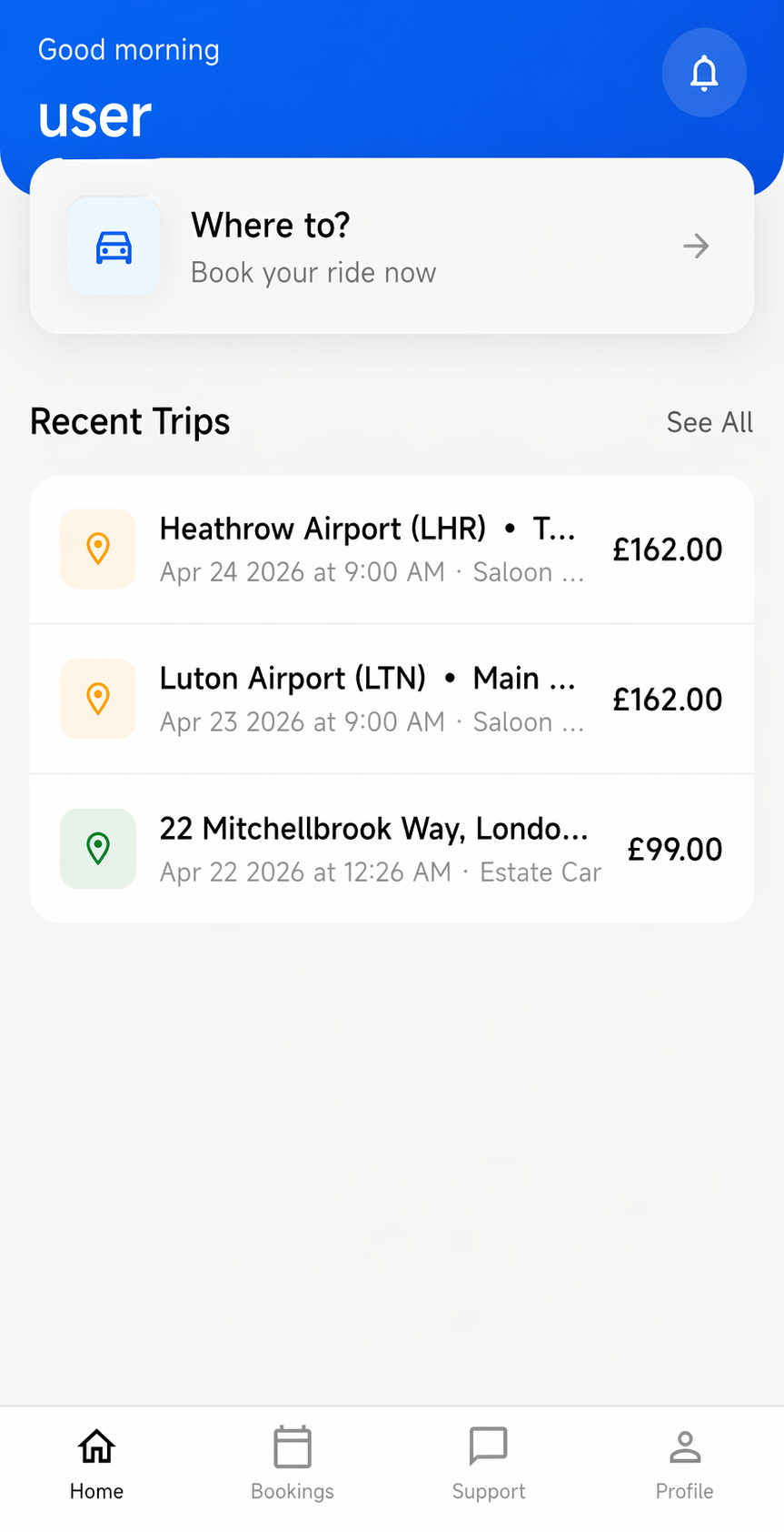 Haydons Cars App Screen